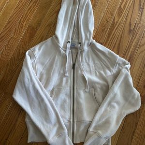 Aerie light beige cropped zipper sweat jacket